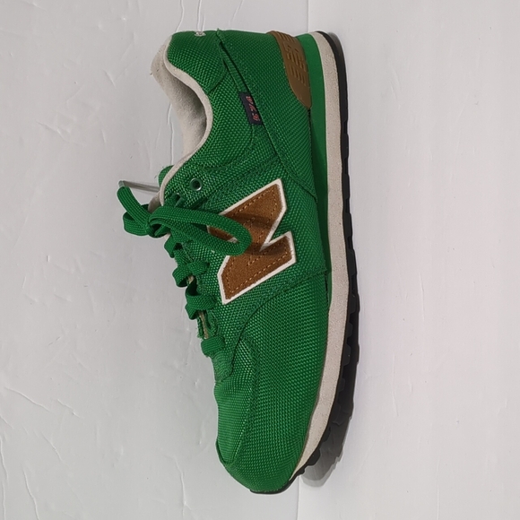 New Balance Other - New Balance 574 boys size 5 Green Nylon Canvas Suede Athletic Sneakers Shoes.